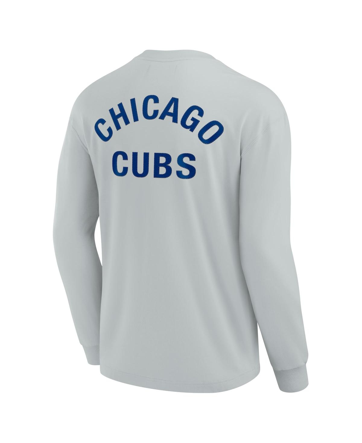 Shop Fanatics Signature Men's And Women's  Gray Chicago Cubs Super Soft Long Sleeve T-shirt