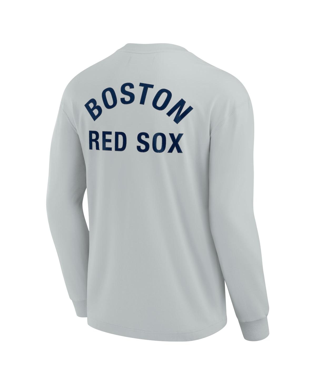 Shop Fanatics Signature Men's And Women's  Gray Boston Red Sox Super Soft Long Sleeve T-shirt