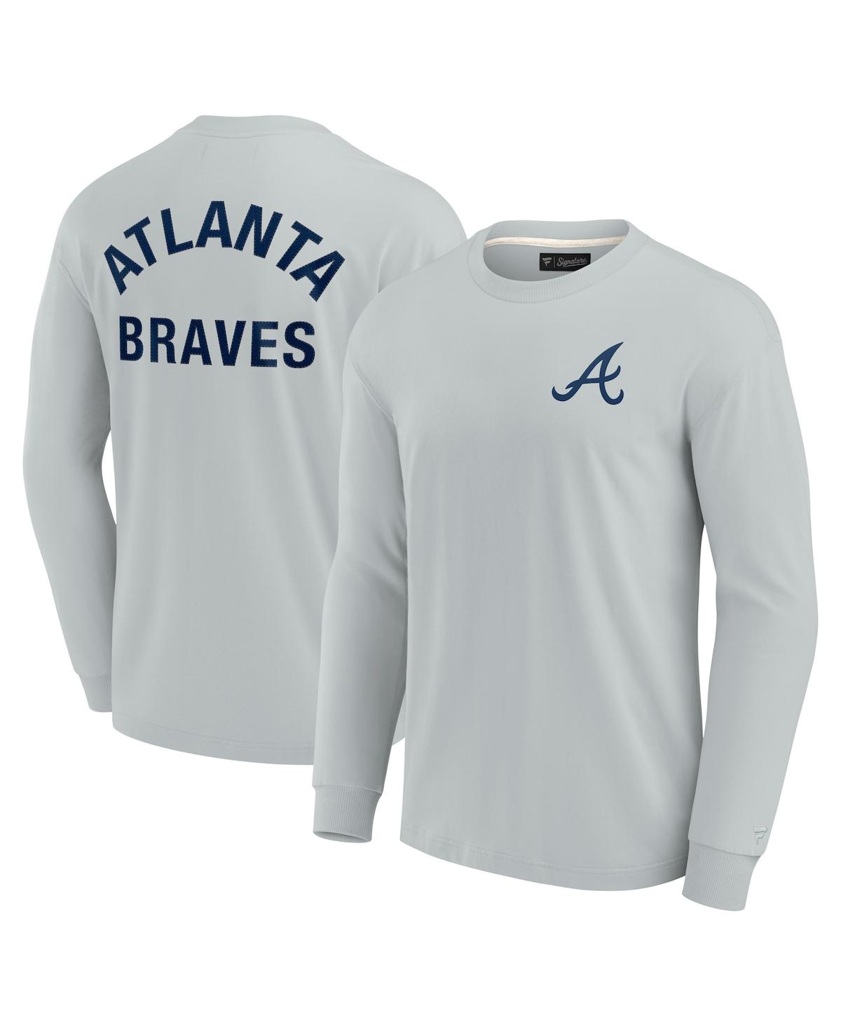 Fanatics Signature Men's And Women's  Gray Atlanta Braves Super Soft Long Sleeve T-shirt