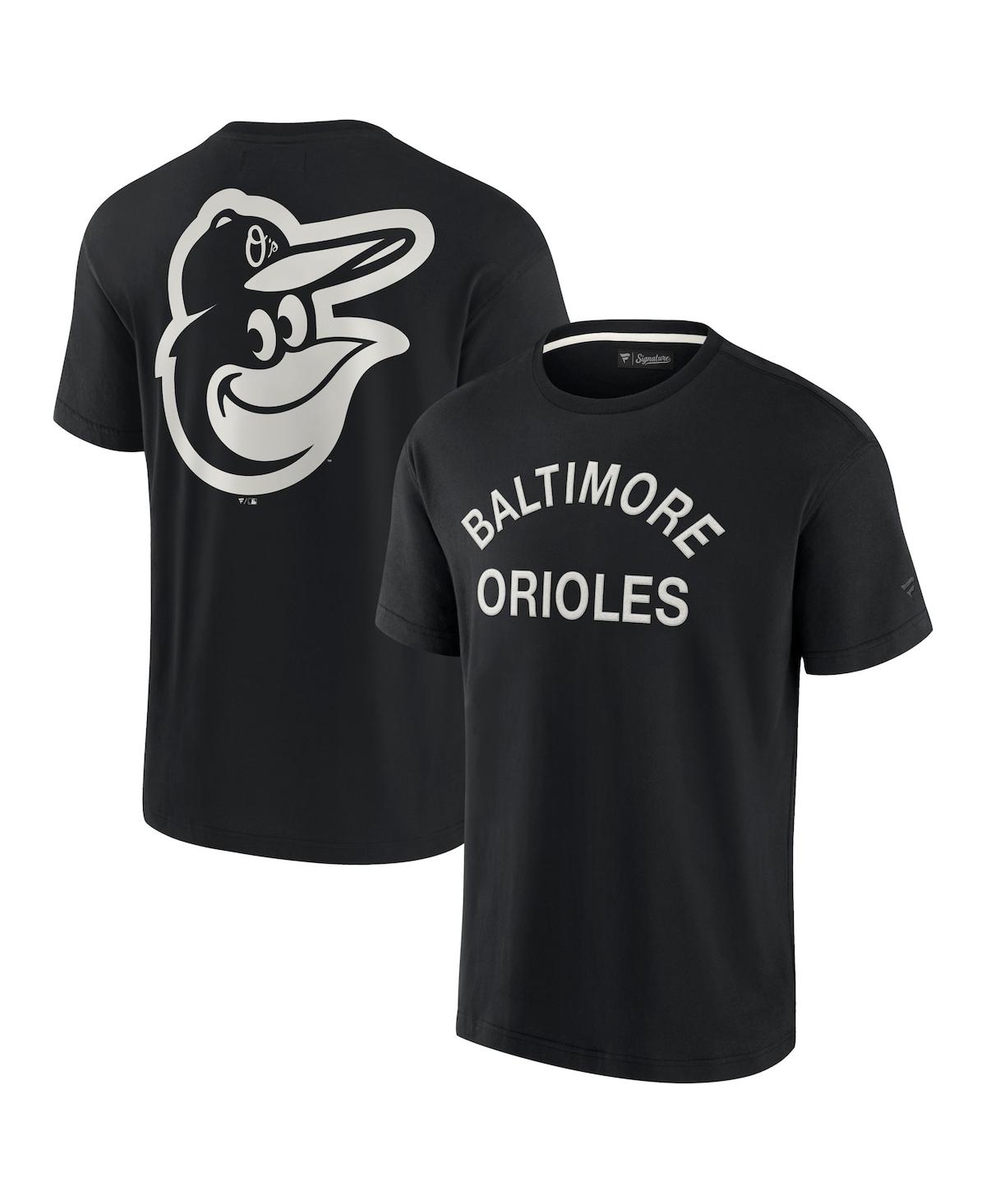 Shop Fanatics Signature Men's And Women's  Black Baltimore Orioles Super Soft Short Sleeve T-shirt