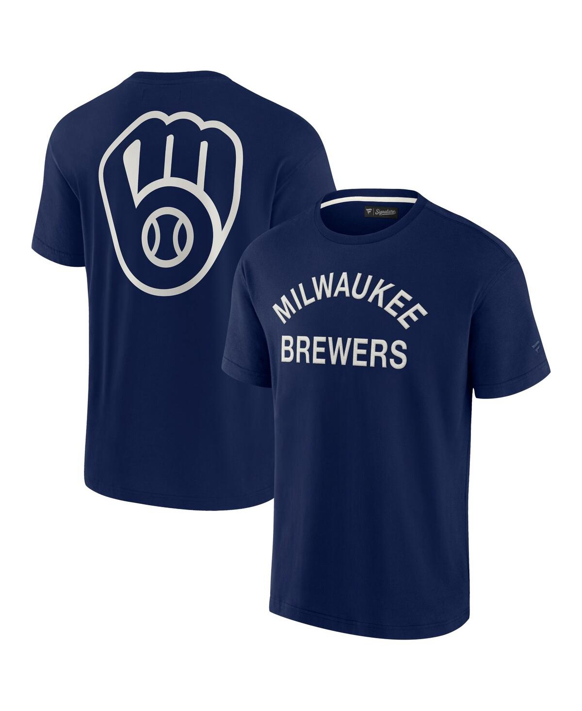 Fanatics Signature Men's And Women's  Navy Milwaukee Brewers Super Soft Short Sleeve T-shirt In Navy