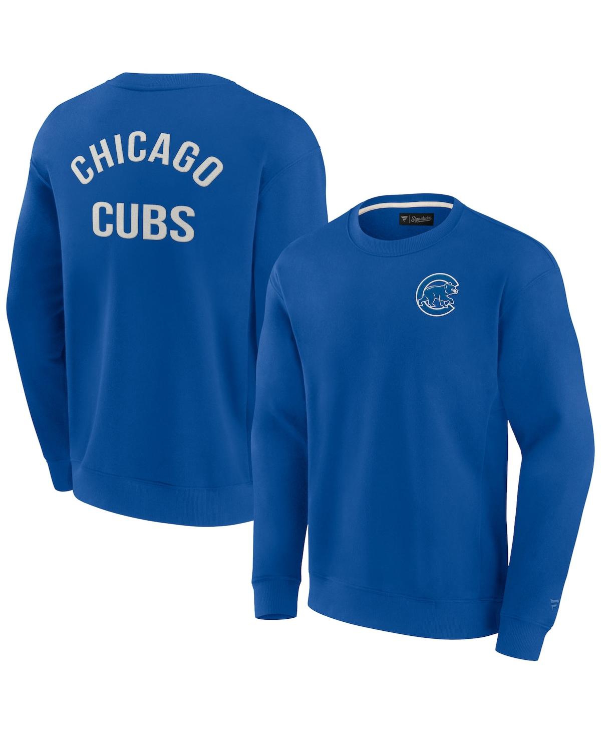 Fanatics Signature Men's And Women's  Royal Chicago Cubs Super Soft Pullover Crew Sweatshirt