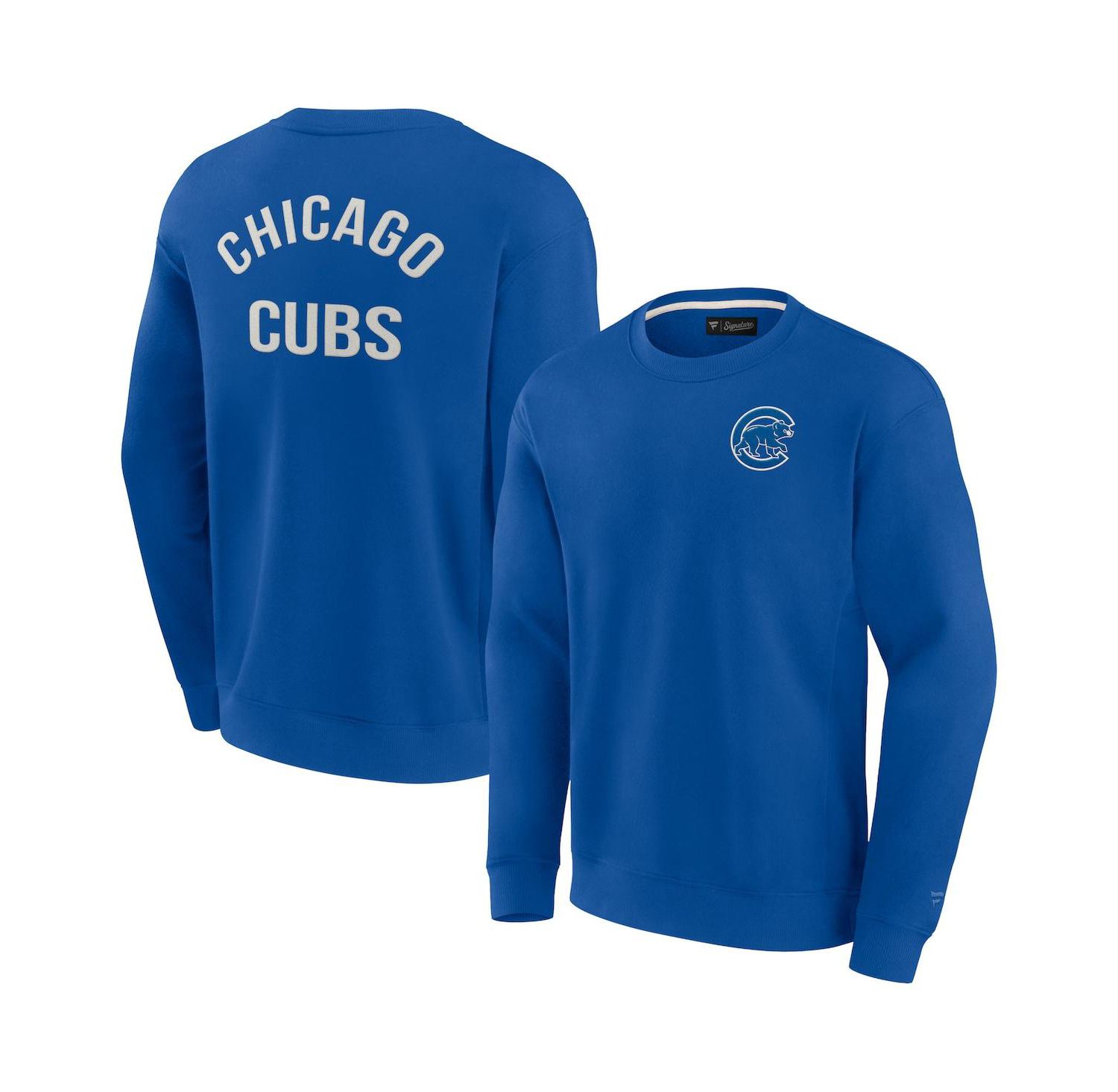 Men's and Women's Royal Chicago Cubs Super Soft Pullover Crew Sweatshirt