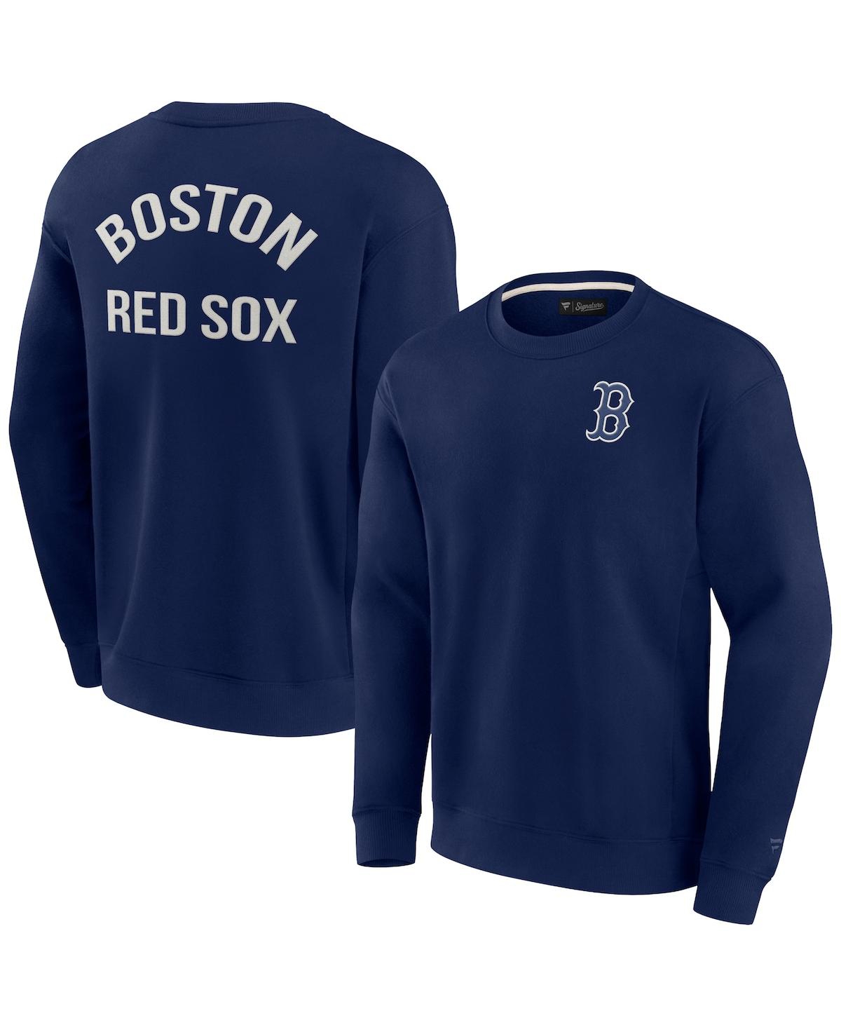 Fanatics Signature Men's And Women's  Navy Boston Red Sox Super Soft Pullover Crew Sweatshirt