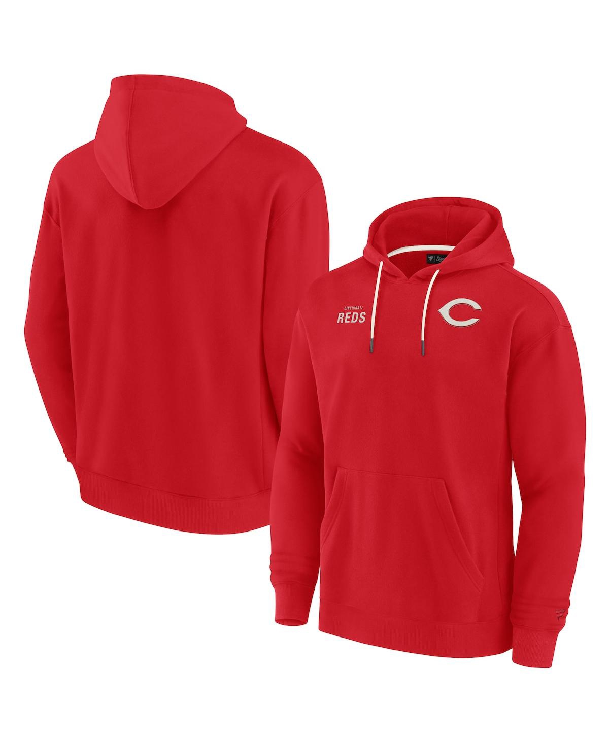 Shop Fanatics Signature Men's And Women's  Red Cincinnati Reds Super Soft Fleece Pullover Hoodie