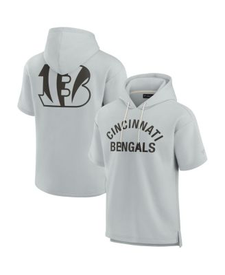 Men's and Women's Gray Cincinnati Bengals Super Soft Fleece Short Sleeve Hoodie