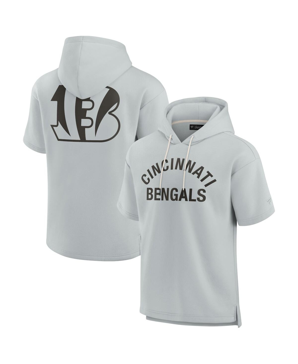 Fanatics Signature Men's And Women's  Gray Cincinnati Bengals Super Soft Fleece Short Sleeve Hoodie In Gray