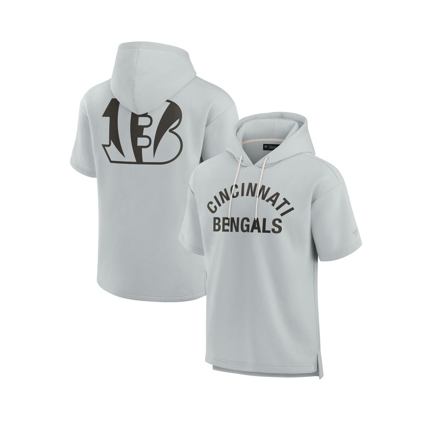 Men's and Women's Gray Cincinnati Bengals Super Soft Fleece Short Sleeve Hoodie