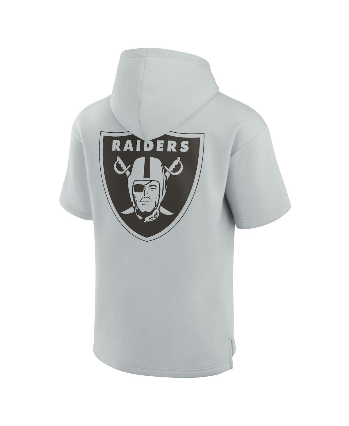 Fanatics Signature Men's And Women's  Gray Las Vegas Raiders Super Soft Fleece Short Sleeve Hoodie In Gray