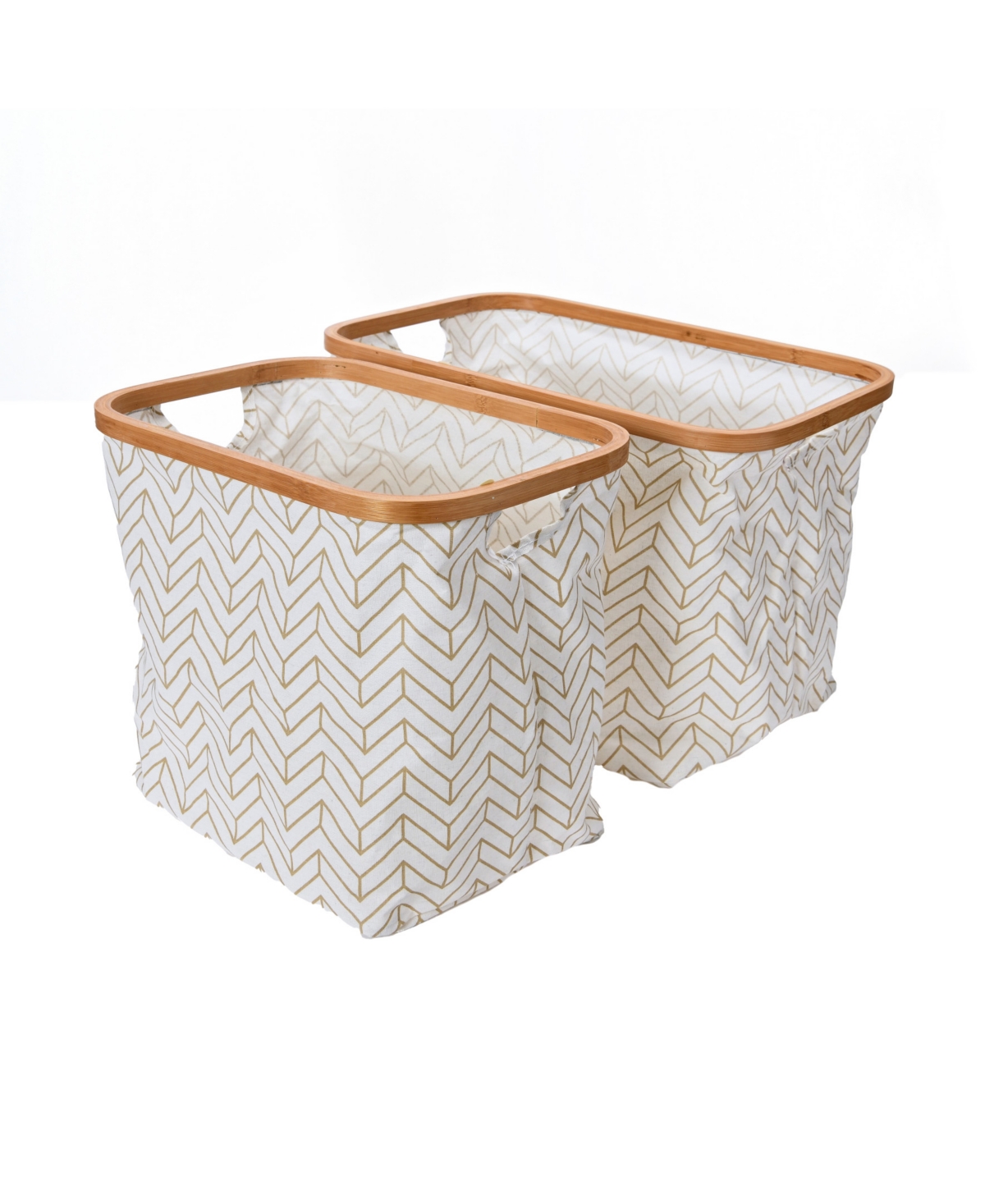 Household Essentials Bamboo Rimmed Basket Set In Beige