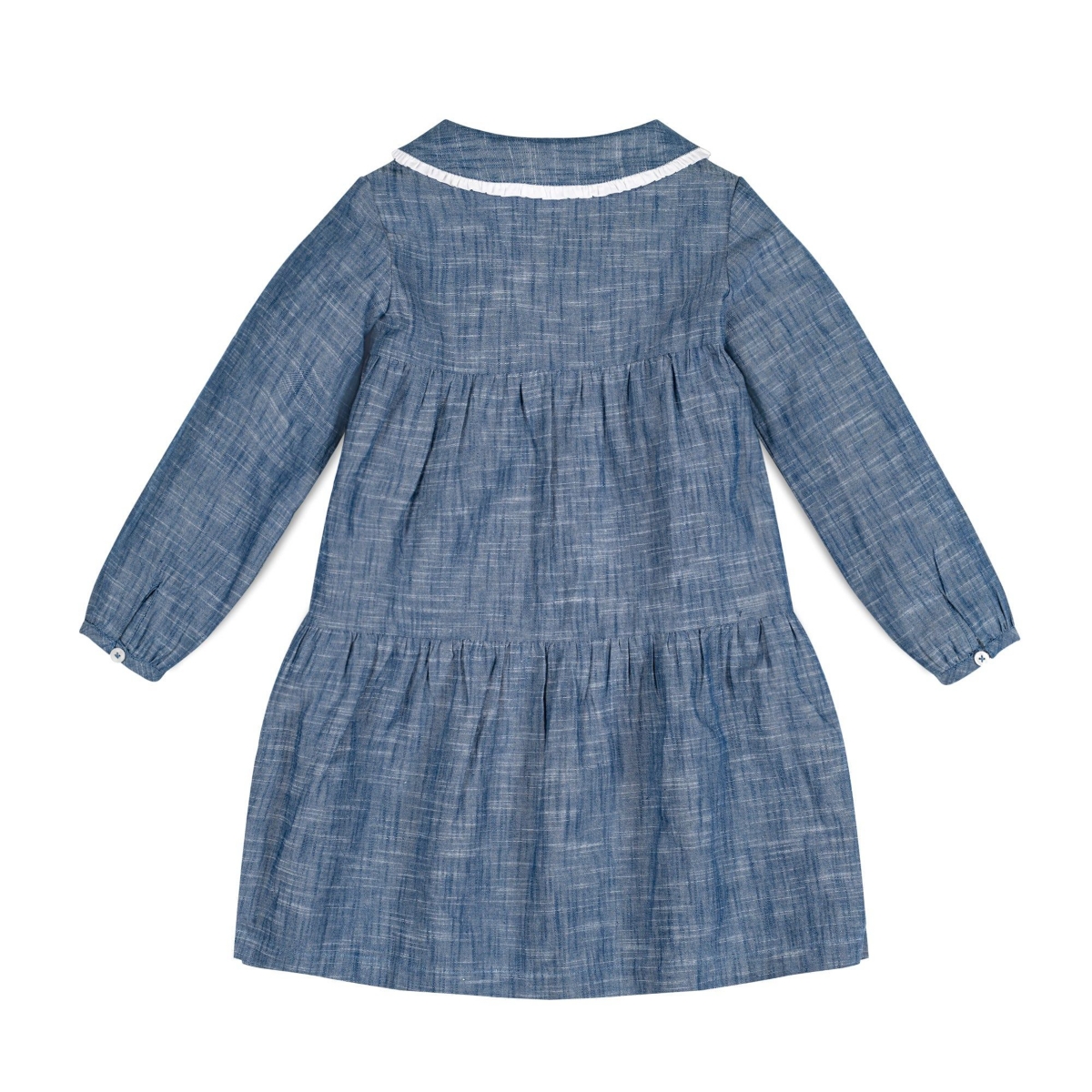 Hope & Henry Toddler Girls Long Sleeve Tiered Button Front Peter Pan Collar Dress