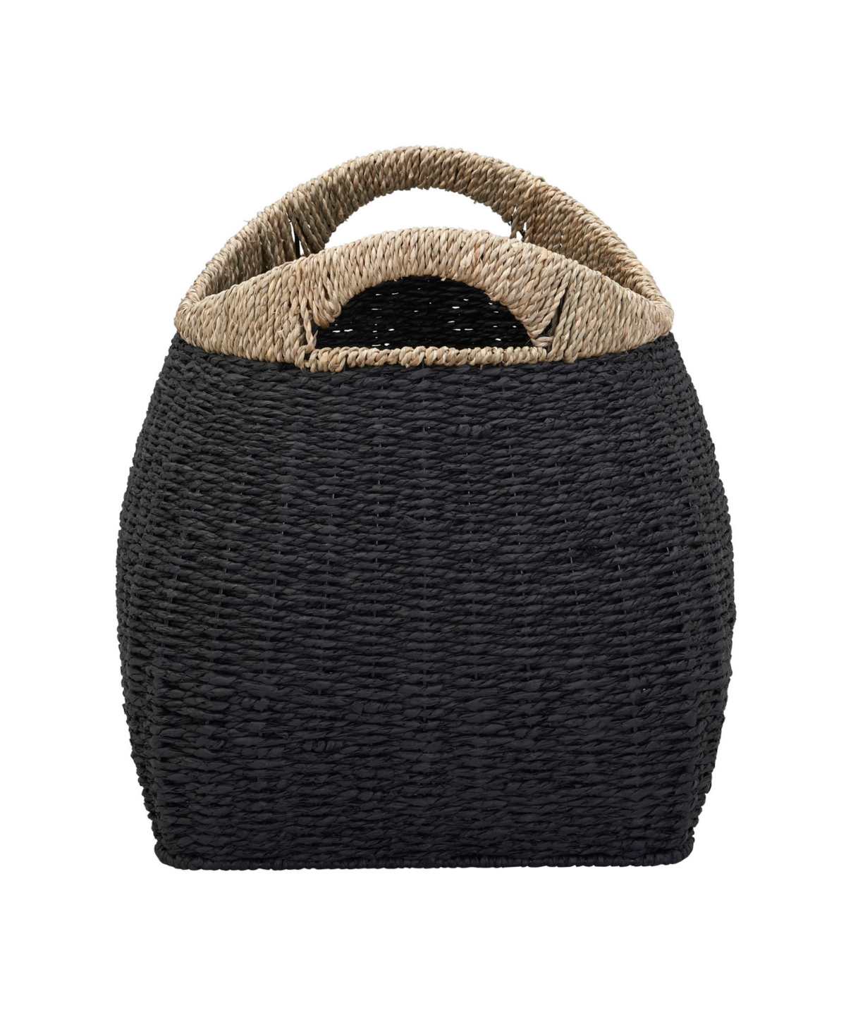 Household Essentials Handle Basket Two Tone Paper In Matte Black
