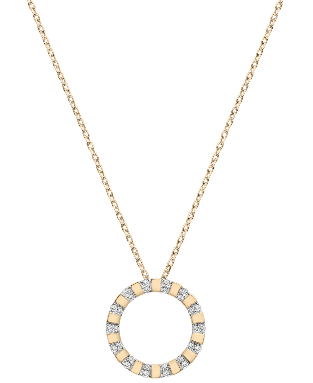 Diamond Circle 18" Pendant Necklace (1/6 ct. t.w.) in Gold Vermeil, Created for Macy's - Gold Vermeil