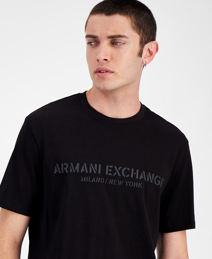 A|X Armani Exchange Men's Milano/New York Stencil Logo Graphic T-Shirt ...