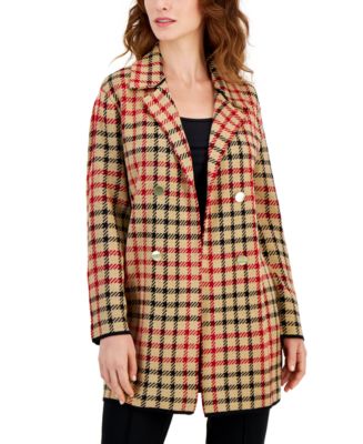 Plaid Blanket Scarf, Double notch wool mini skirt, Blush leather mules