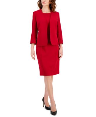 Kasper - Women's Stretch Crepe Open-Front Roll-Sleeve Jacket