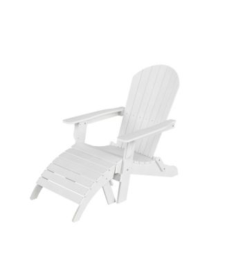 2-Piece Outdoor Folding Adirondack Chair with Footrest Ottoman Set