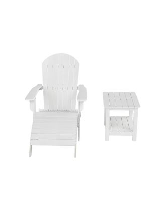 3-Piece Outdoor Adirondack Chair with Ottoman and Side Table Set
