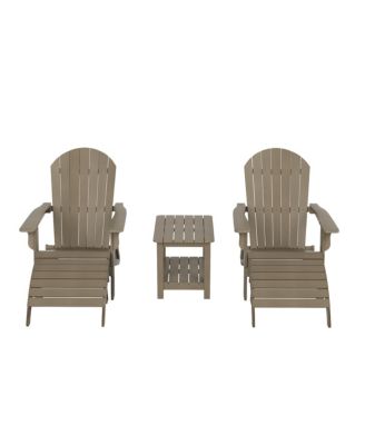 5-Piece Outdoor Adirondack Chair with Ottoman and Side Table Set