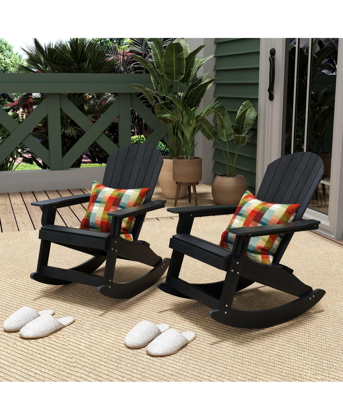 Piece Outdoor Patio All-weather Adirondack Rocking Chair Set