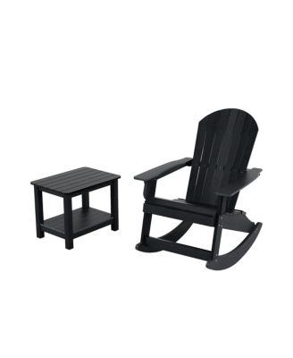 2-Piece Outdoor Patio Adirondack Rocking Chair with Side Table Set