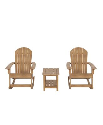 3-Piece Outdoor Patio Adirondack Rocking Chair with Side Table Set