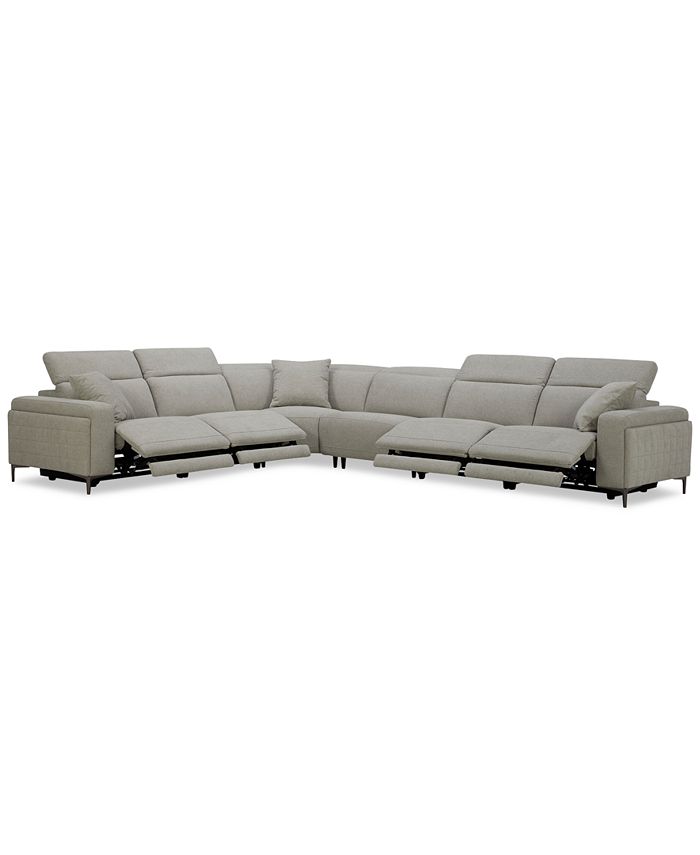 Furniture Adney 161" 6Pc. Zero Gravity Fabric Sectional with 4 Power