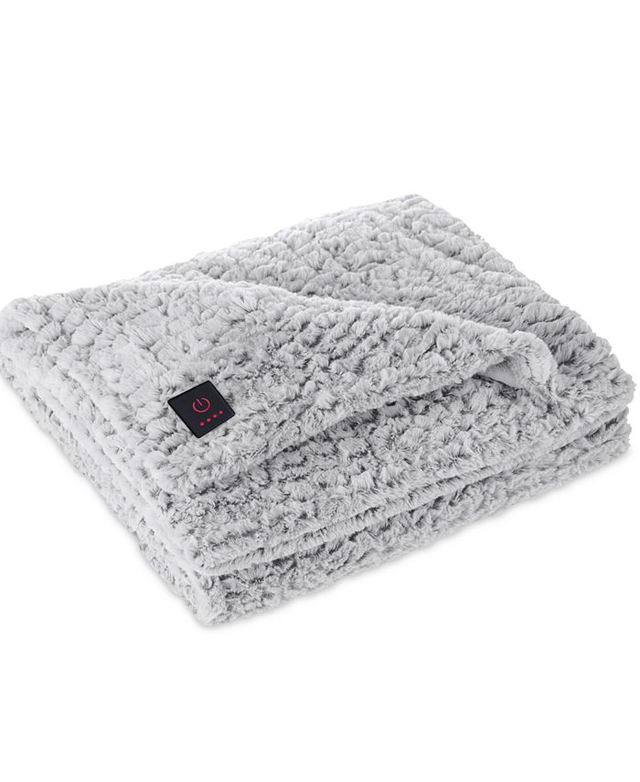 Brookstone Faux Fur Heated Throw, 50" x 60" Macy's