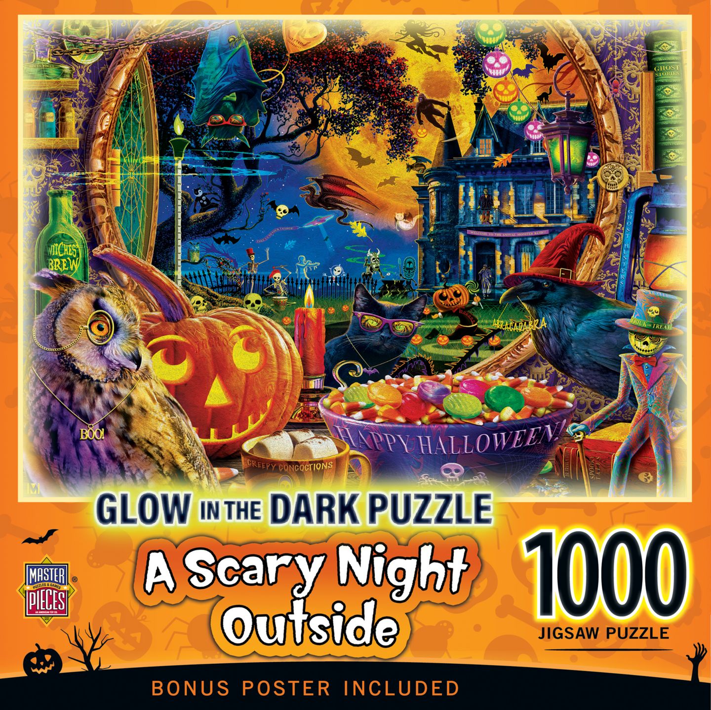 Детская игрушка MasterPieces Puzzles MasterPieces Glow in the Dark - A Scary Night Outside 1000 Piece Puzzle, цвет: Разноцветный — фото 1