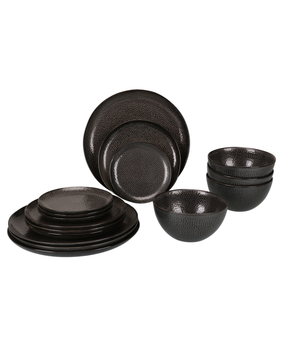 Serene 16 Piece Dinnerware Set, Service for 4 - Black