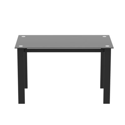 Tempered Glass Dining Table with Metal Legs