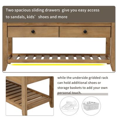 Multipurpose Entryway Bench with Cushioned Seat and Drawers