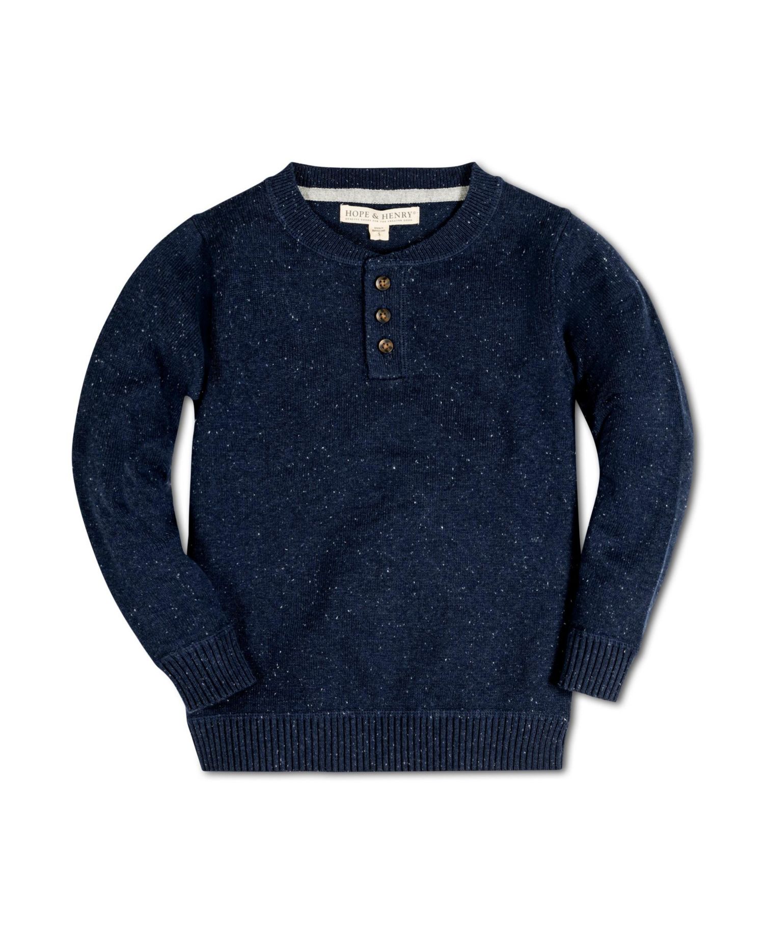 Baby Boys Hope and Henry Long Sleeve Zip Henley Pullover Sweater