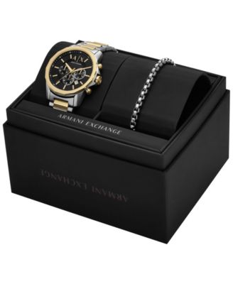 Men's Quartz Chronograph Multi Stainless Steel Watch 44mm Set, 2 Pieces