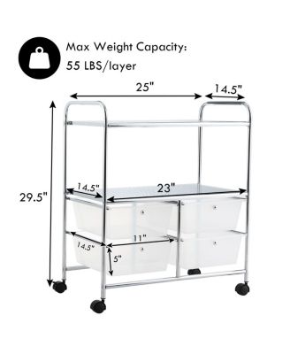 4Drawer Rolling Storage Cart shelf Scrapbook Paper Office School Organizer