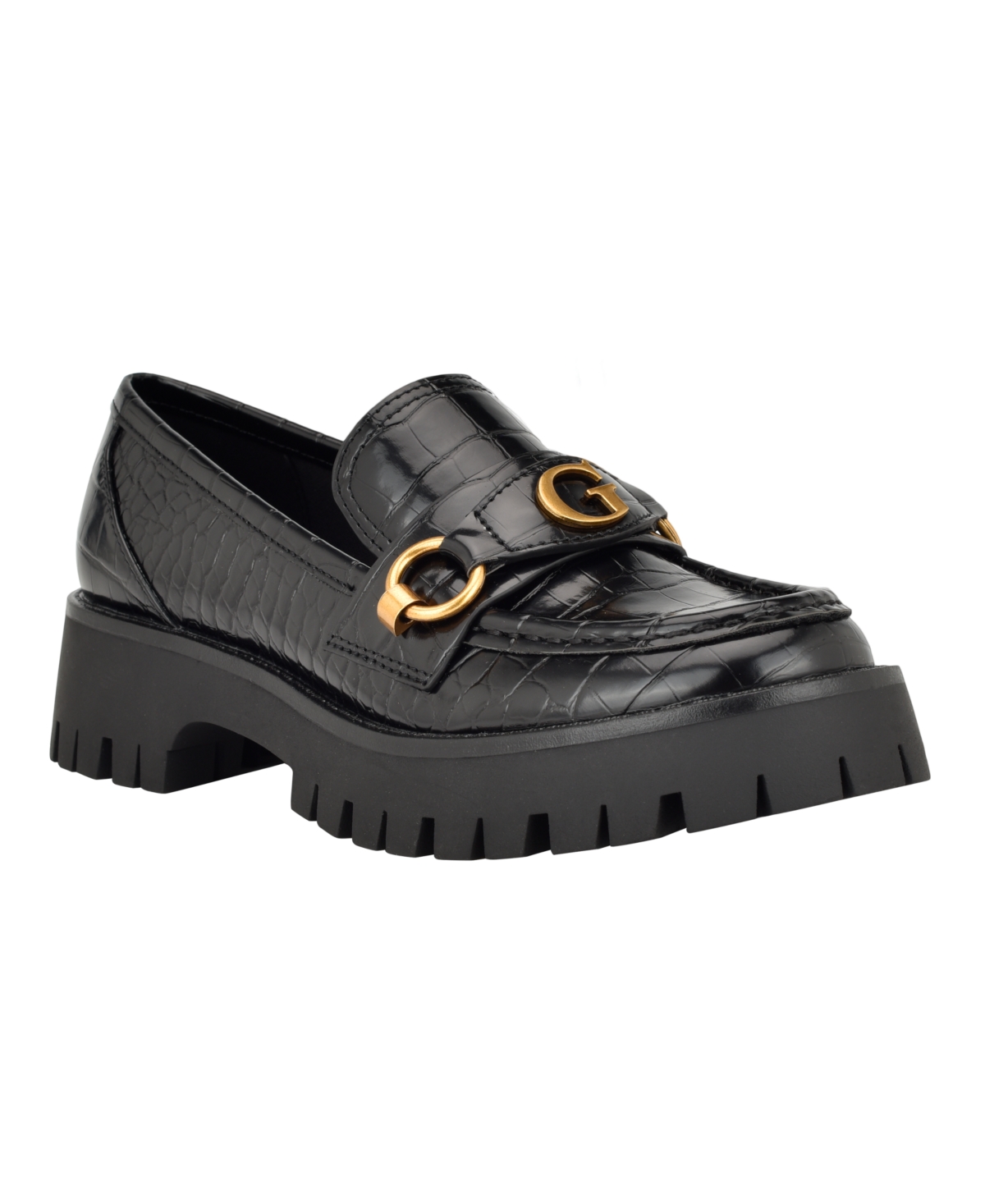 GUESS WOMEN'S ALMOST SLIP-ON LUG SOLE ROUND TOE BIT LOAFER