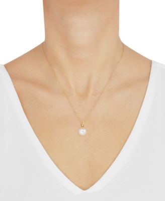 Cultured Freshwater Pearl (6-3/4mm) 18" Pendant Necklace in 14k Gold