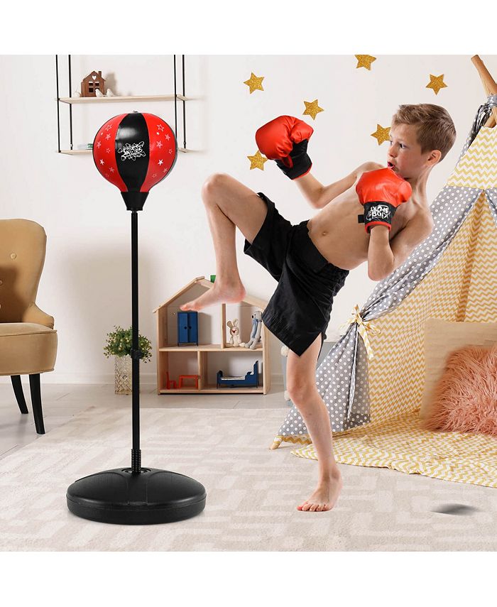 Costway Kids Punching Bag Toy Set Adjustable Stand Boxing Glove Speed