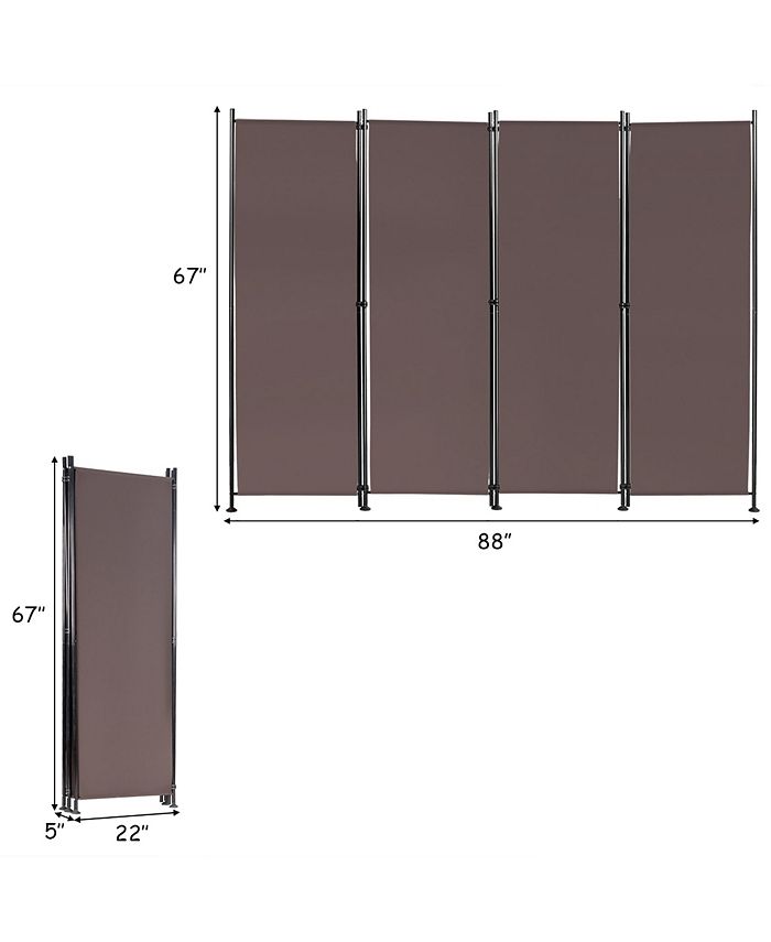 Costway 4Panel Room Divider Folding Privacy Screen w/Steel Frame