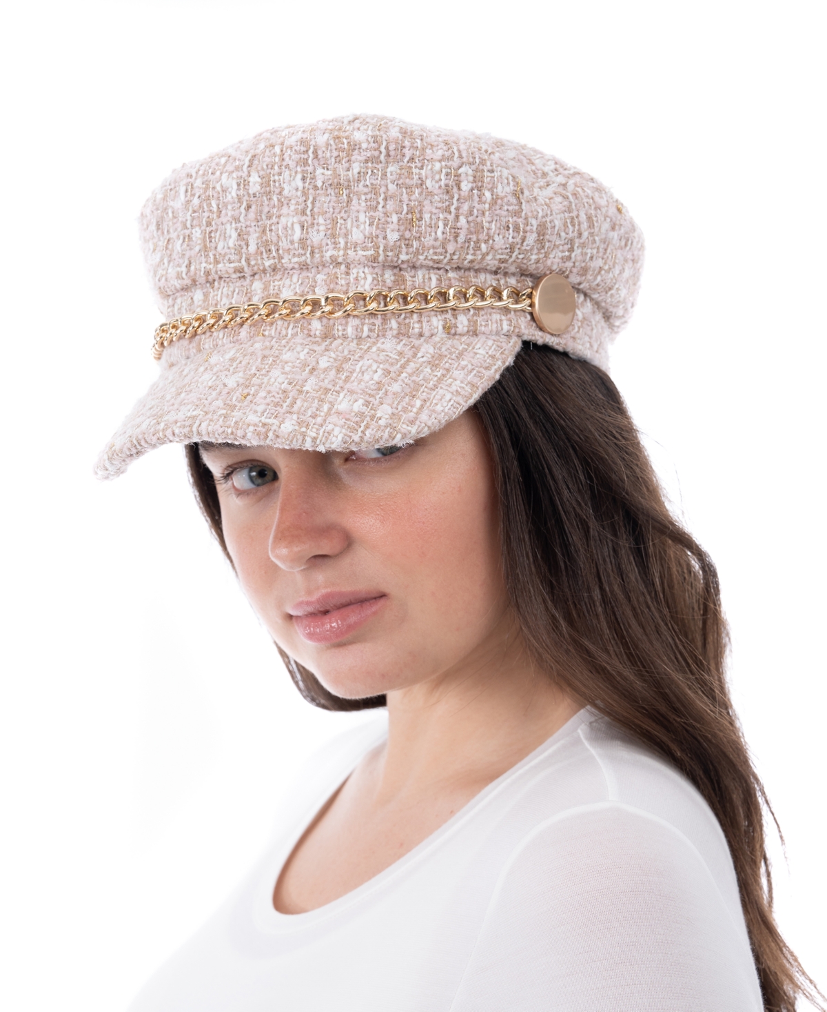 I.n.c. International Concepts Women's Chain Boucle Conductor Cap, Created for Macy's