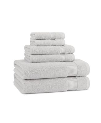 Host and Home 6-Piece Bathroom Towel Set (2 Bath Towels, 2 Hand Towels, 2 Washcloths), Double Stitched Edges, 600 GSM, Soft Ringspun Cotton, Stylish Striped Dobby Border - Macy's