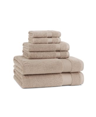 600 GSM Ringspun Cotton 6-Piece Bathroom Towel Set with Striped Dobby Border