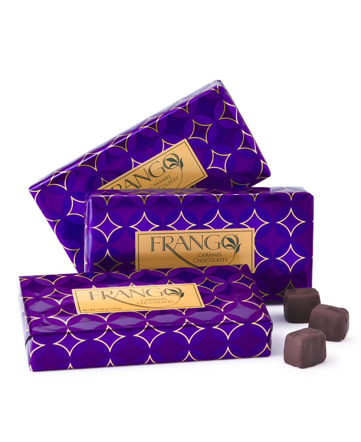 Frango Chocolates 3 Pack Holiday 1/3 Lb Wrapped Caramel Milk Chocolate Gift Box, Created for Macy's