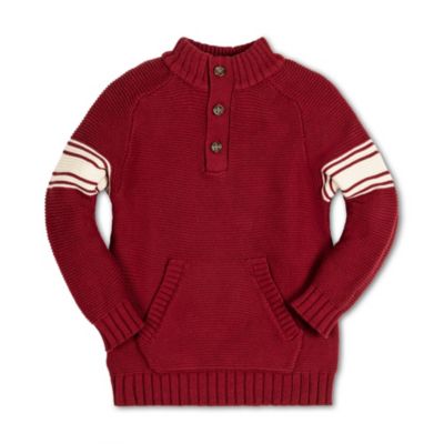 Baby Boys Long Sleeve Mock Neck Raglan Sweater with Kanga Pocket
