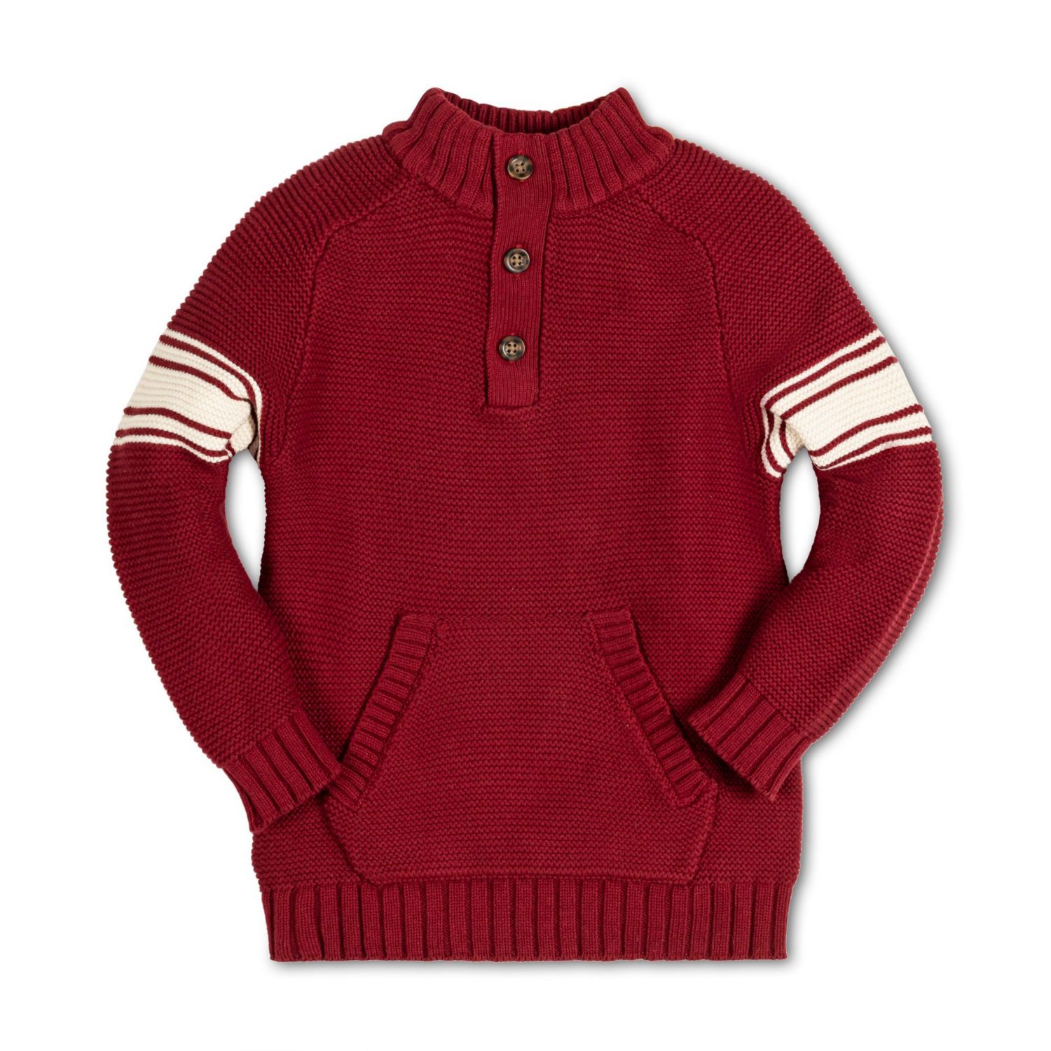 Baby Boys Hope and Henry Long Sleeve Mock Neck Raglan Sweater with Kanga Pocket