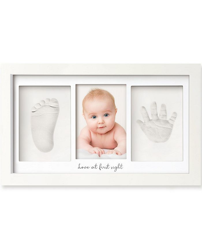 Duo Baby Hand and Footprint Kit, Baby Handprint Kit, Newborn Photo Frame, Baby Keepsake for New Mom - White