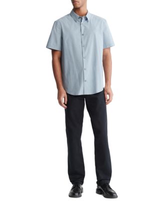 Calvin Klein Men's Stretch Slim Fit End-On-End Short-Sleeve Shirt - Macy's