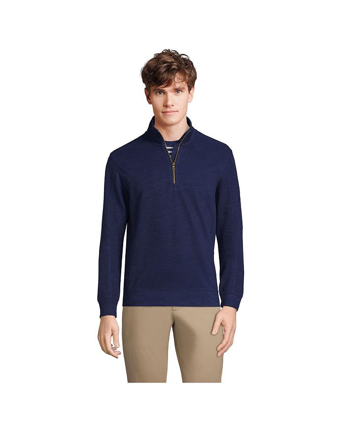 Lands' End Men's Tall Long Sleeve Heavy Slub Quarter Zip Macy's