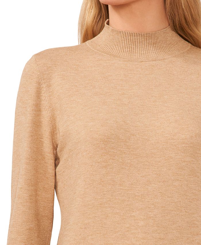 CeCe Women's Imitation Pearl Trim Split Sleeve Mock Neck Sweater Macy's