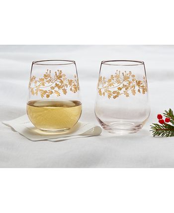 Charter Club Gilded Stemless Wine Glass, Set of 2, Created for Macy's -  Macy's